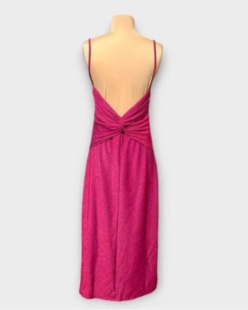 Reformation Pink Shimmer Midi Dress  - Image 4