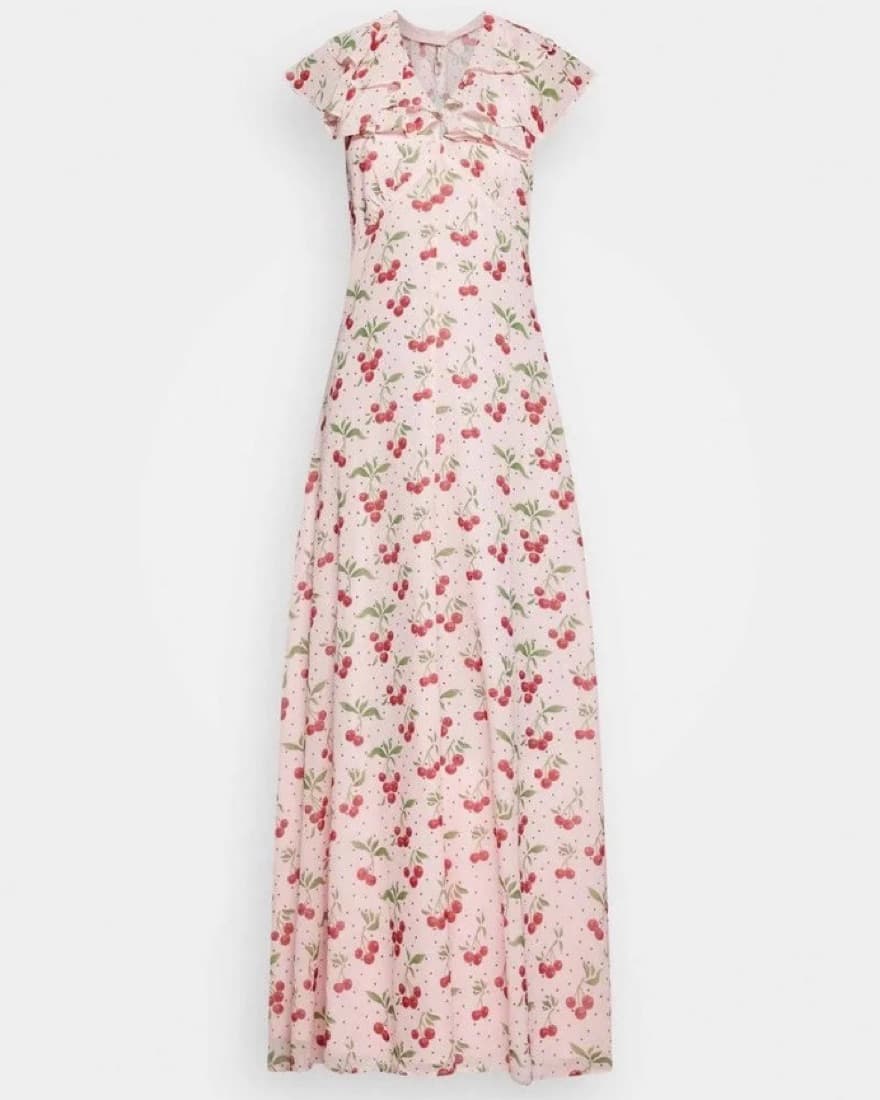 Halterneck Open Back Cherry Print Maxi - Image 6