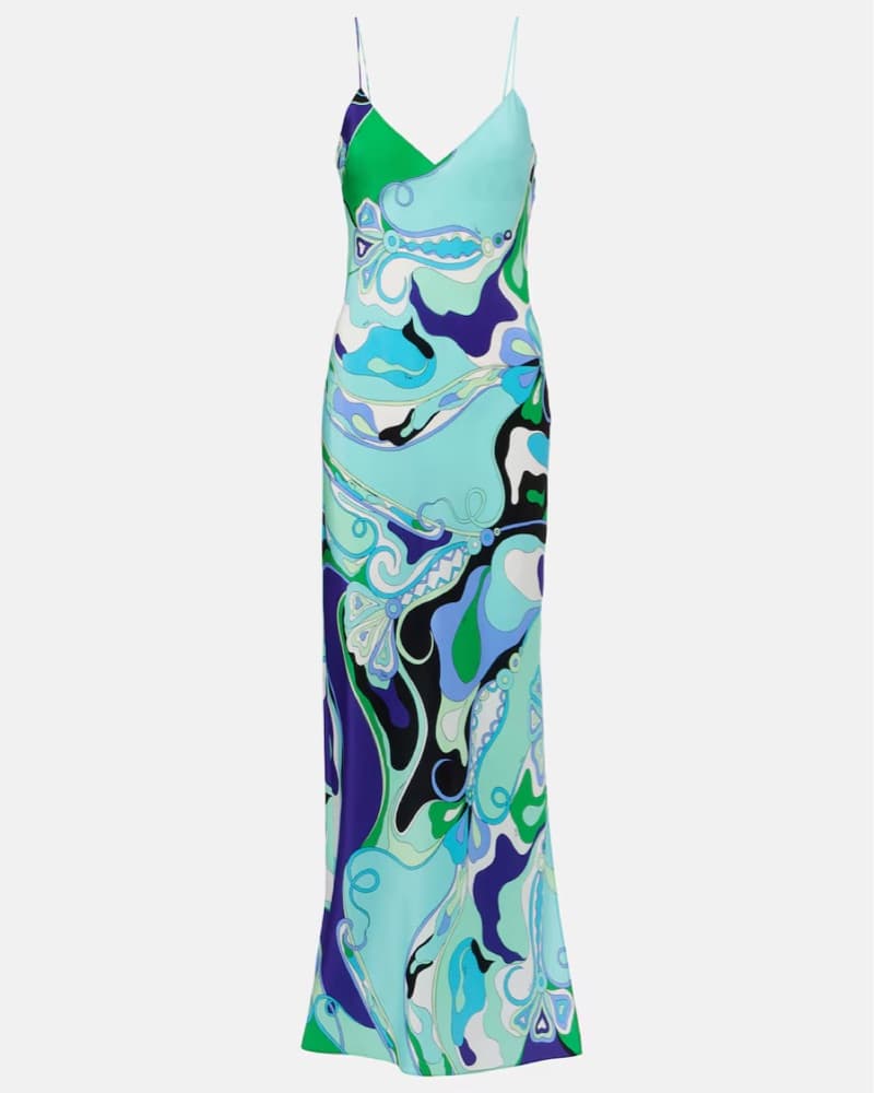 Emilio Pucci Silk Pattern Maxi Dress  | Blue Pucci Dress, Studio 54, Pucci Dress, Vintage Dress - Image 2
