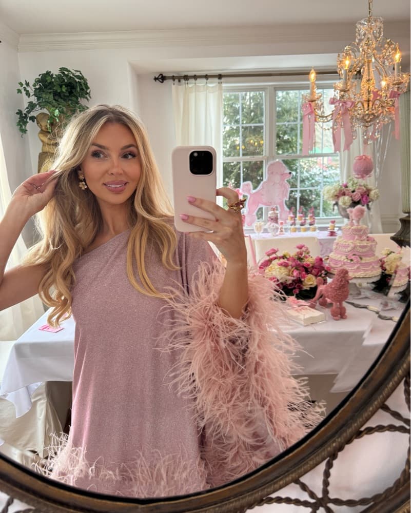 Pink Feather Dress - Image 3