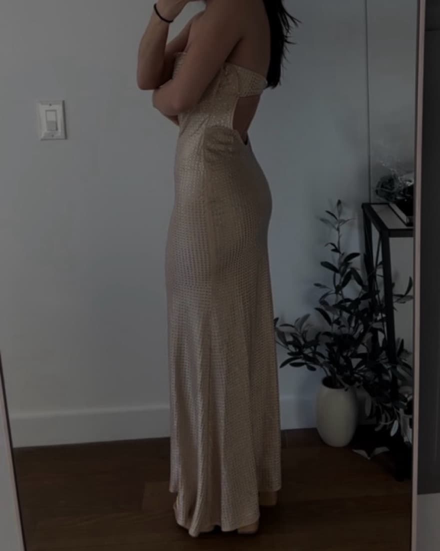 Nude strapless crystal embellished maxi  - Image 3