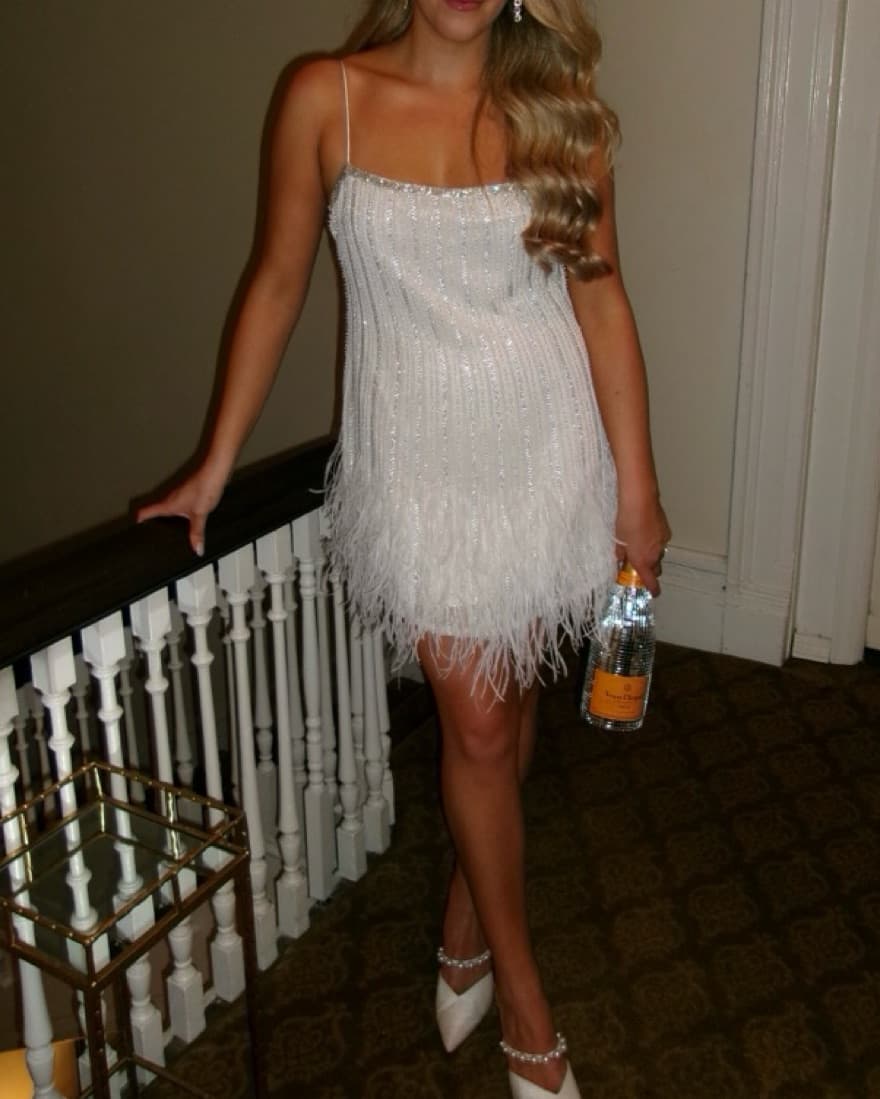 Retrofete - Rubina Sequin Feather Dress - Image 2
