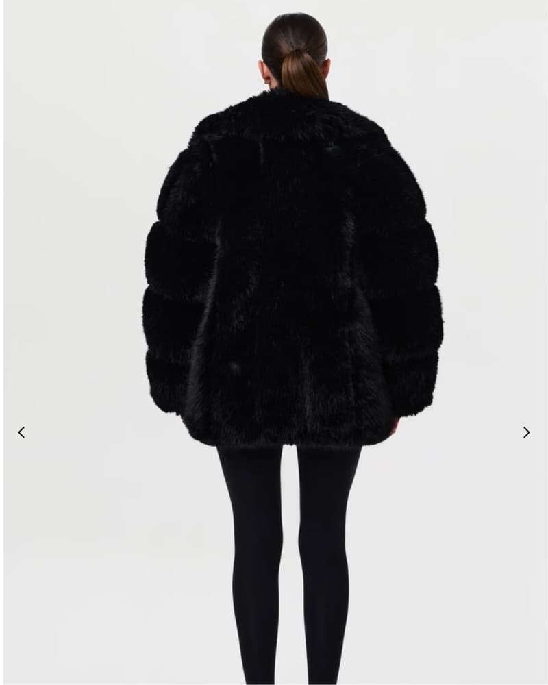 Naked Wardrobe  Faux Mink Coat Black - Image 3