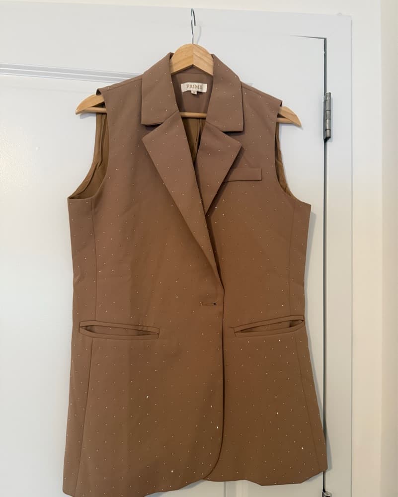 Sparkly Brown Sleeveless Vest - Image 1