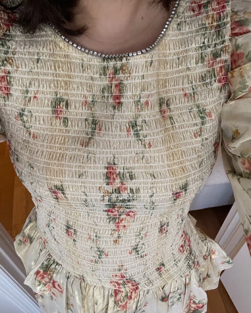 LoveShackFancy Gold Floral Dress - Image 3