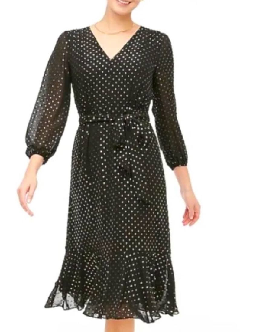 J. Crew Black And Gold Midi Dress - Image 1
