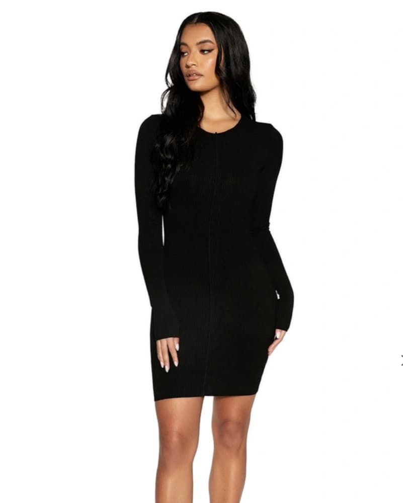 Black Ribbed Dress  - Image 1
