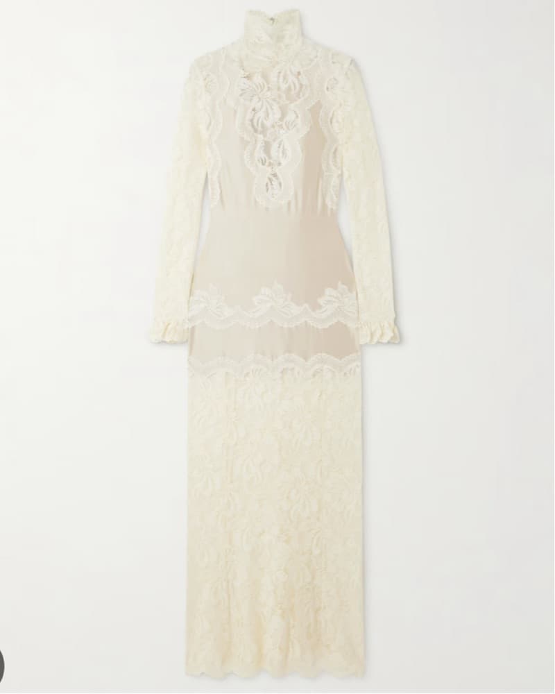 Rabanne lace-trimmed silk satin maxi dre - Image 3