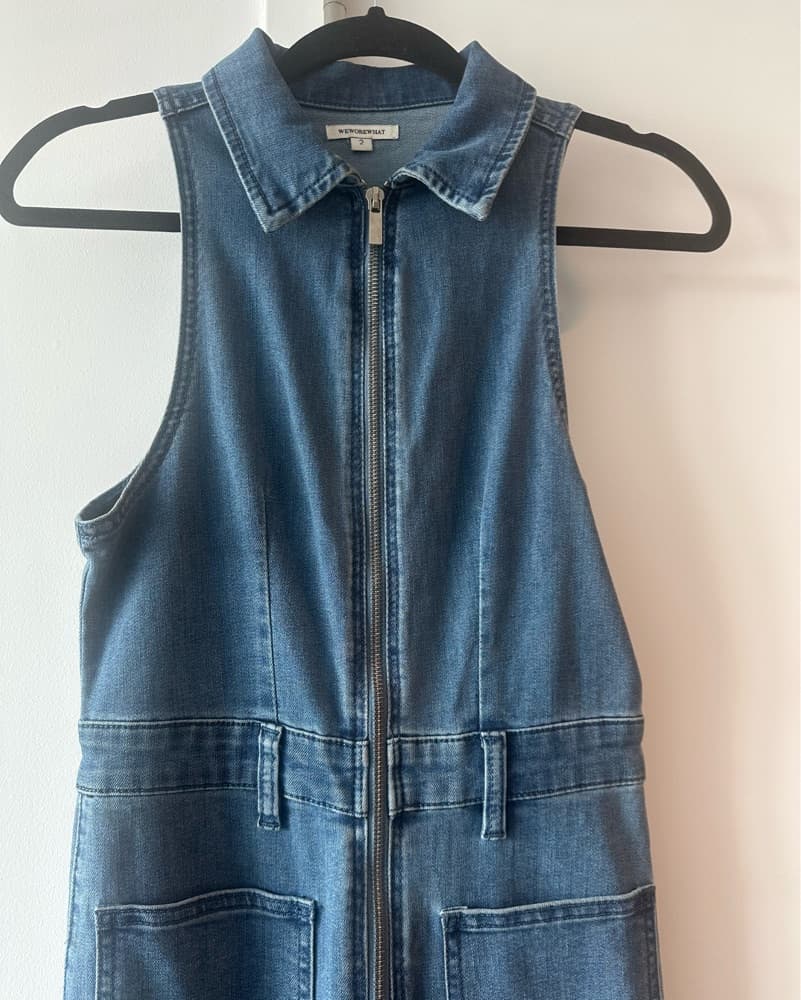 Denim/Jean Flare Jumpsuit - Image 3