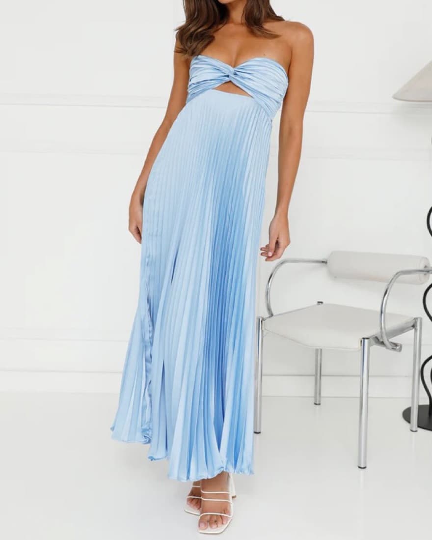 Clouds Of Love Strapless Pleated Maxi  - Image 1