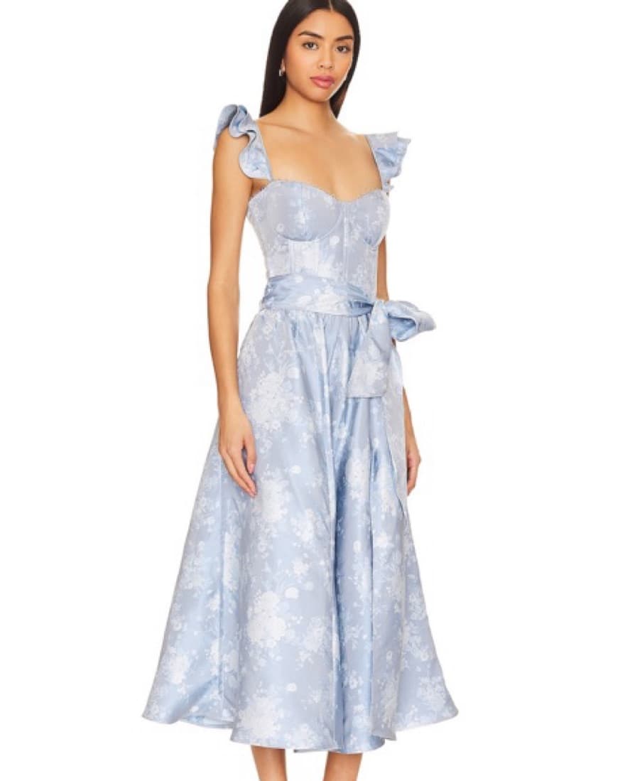 V. Chapman Vera Corset Midi Dress Blue - Image 2