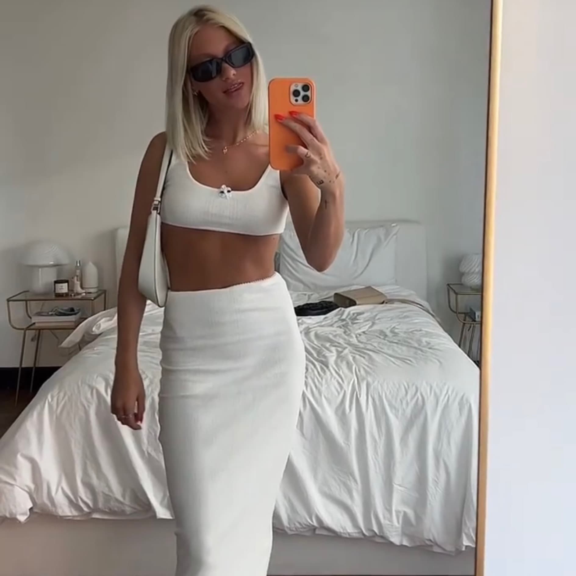 White Pointelle Matching Set - Image 1