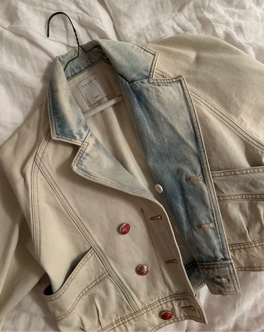 Sandro Acid Wash Denim Jacket - Image 2