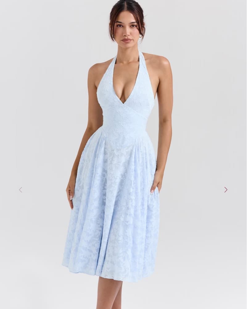House of CB Sky Blue Halter Midi Dress - Image 1