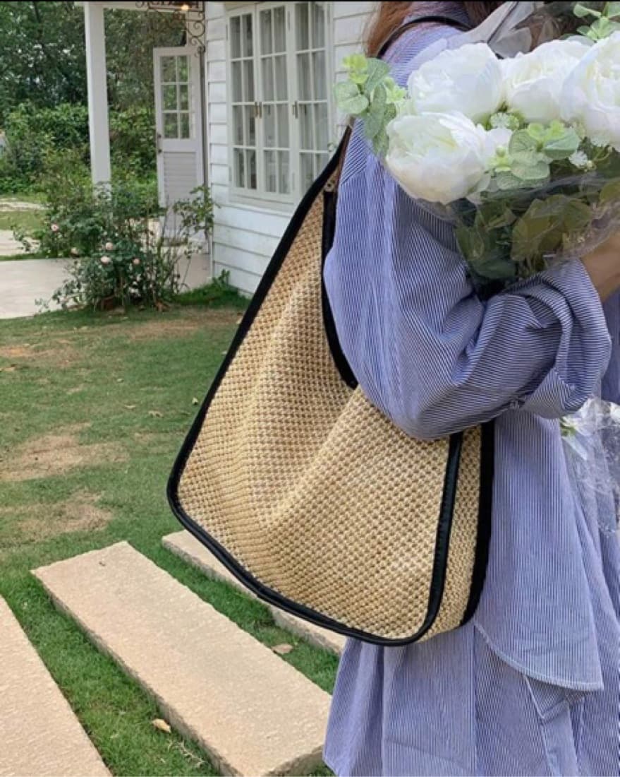 Straw Shoulder Tote - Image 1