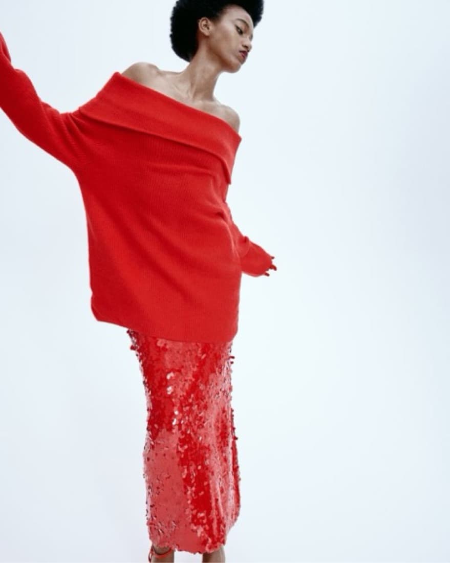Red off the shoulder Sweater Dress - Image 4
