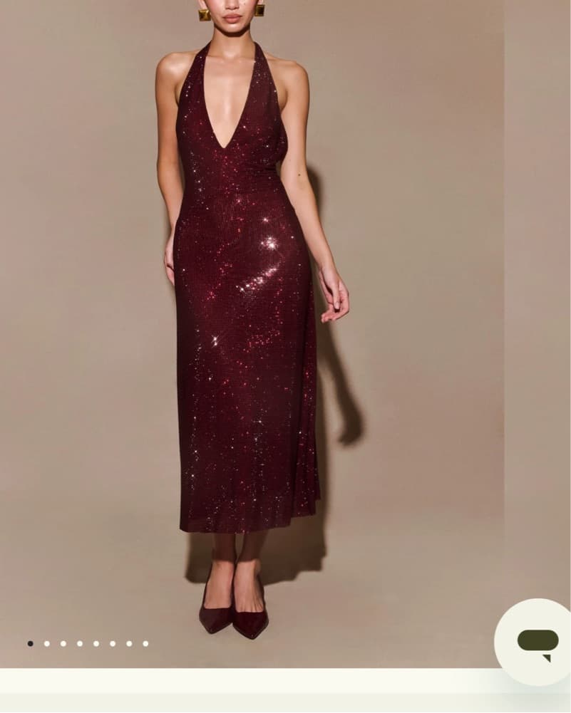 The GENIE Diamante Halter Midi Dress - Image 1