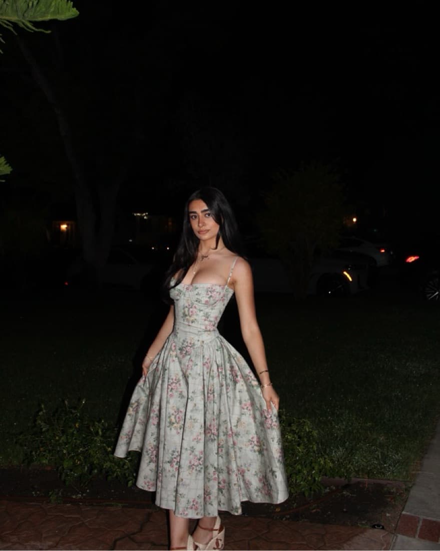 SAMARIA Sage Floral Print Cotton Midi - Image 2