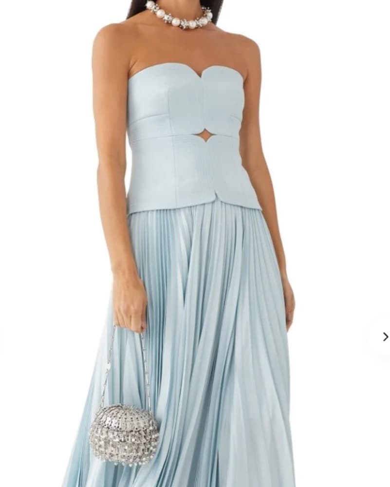 Blue Strapless Midi Dress - Image 1