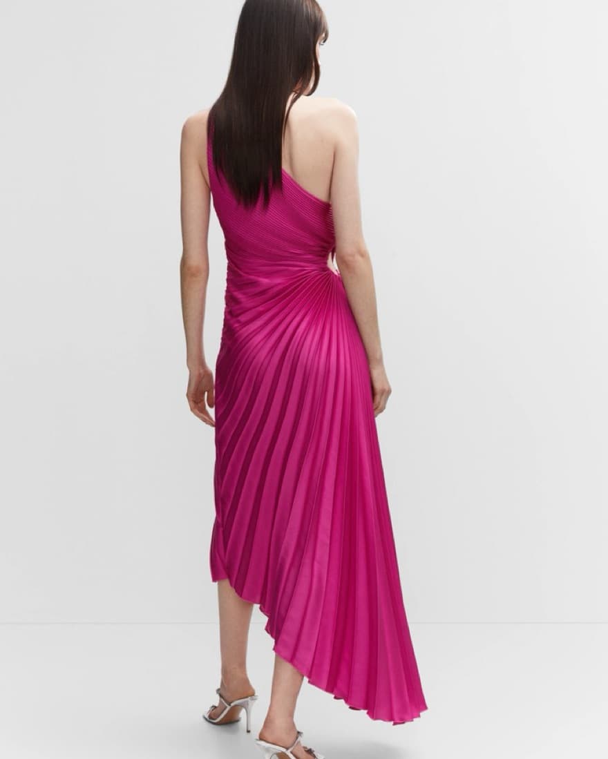 Mango Asymmetrical Pleated Maxi Dress - Image 2