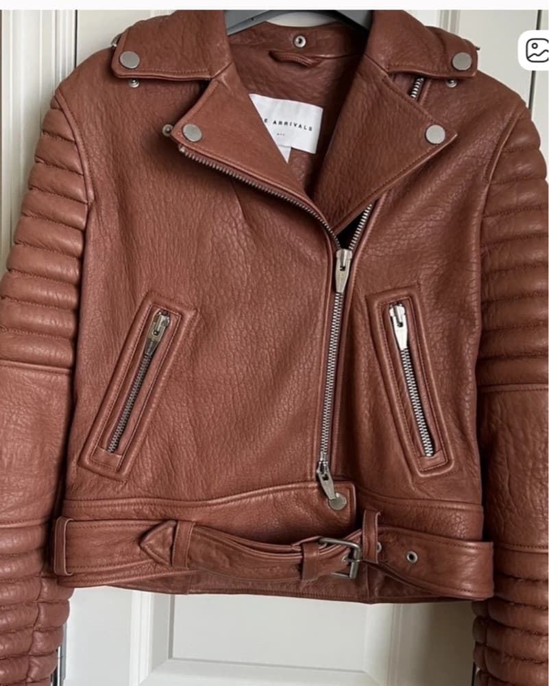 The Arrivals Nude Leather Biker Jacket  - Image 2