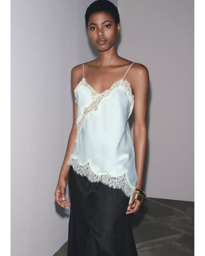 Elegant Lace-Trimmed Satin Camisole - Image 1