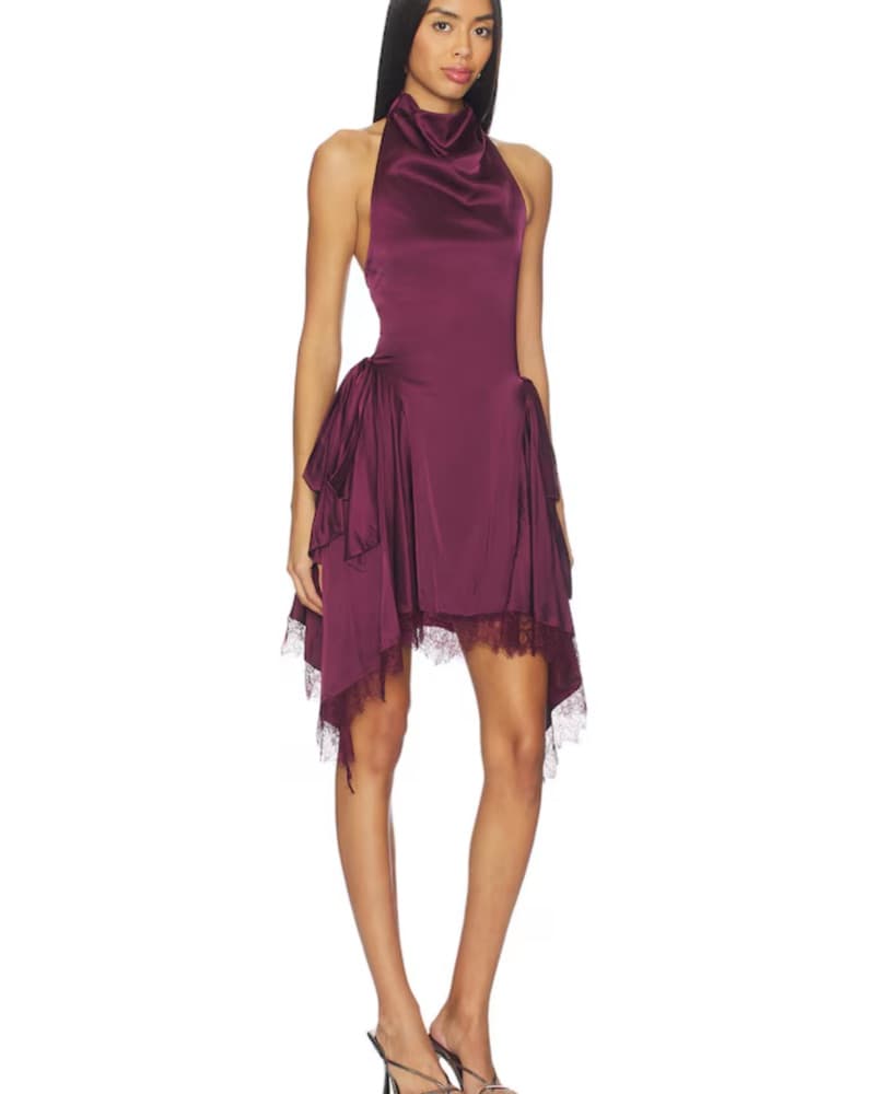 Dolores Mini Dress in Wine - Image 2