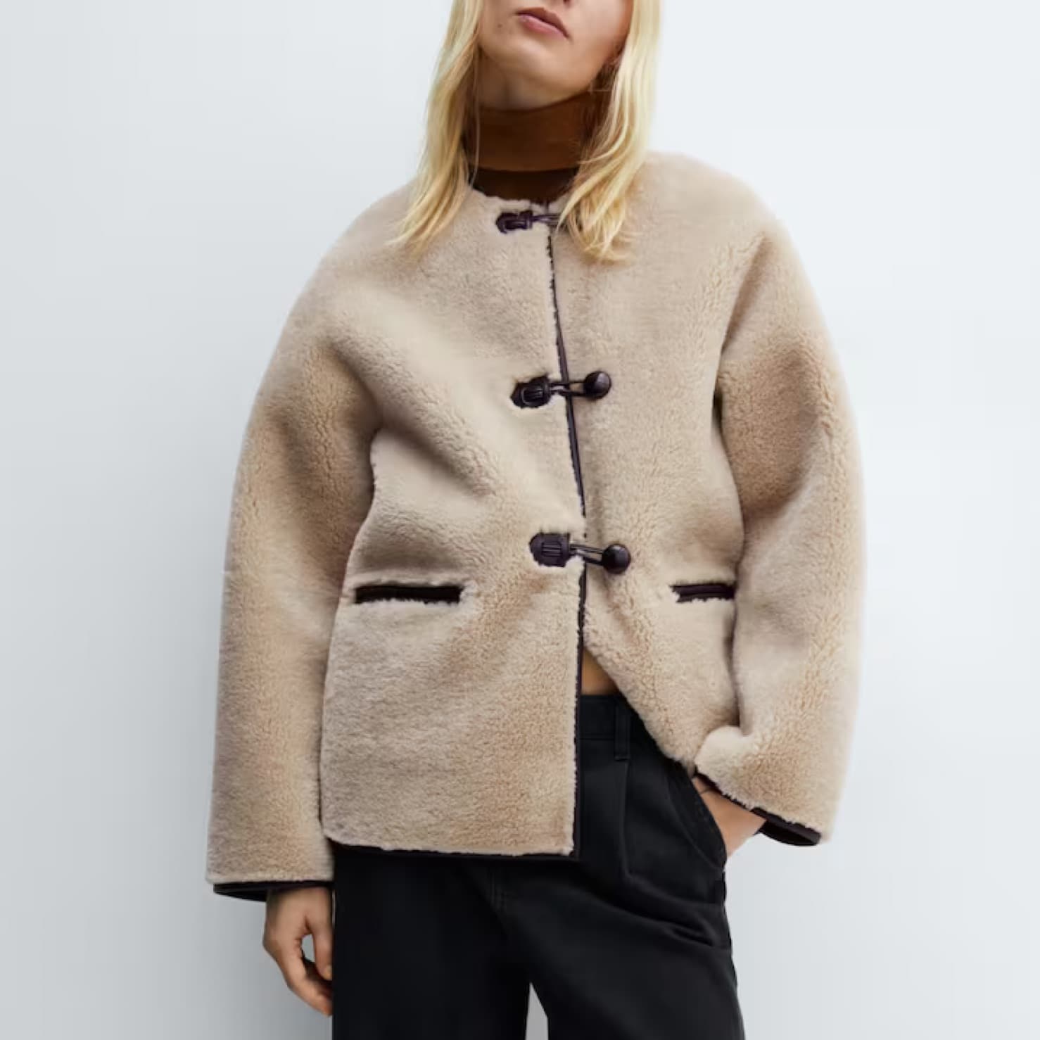 MANGO Fur-effect coat with appliqués   - Image 3