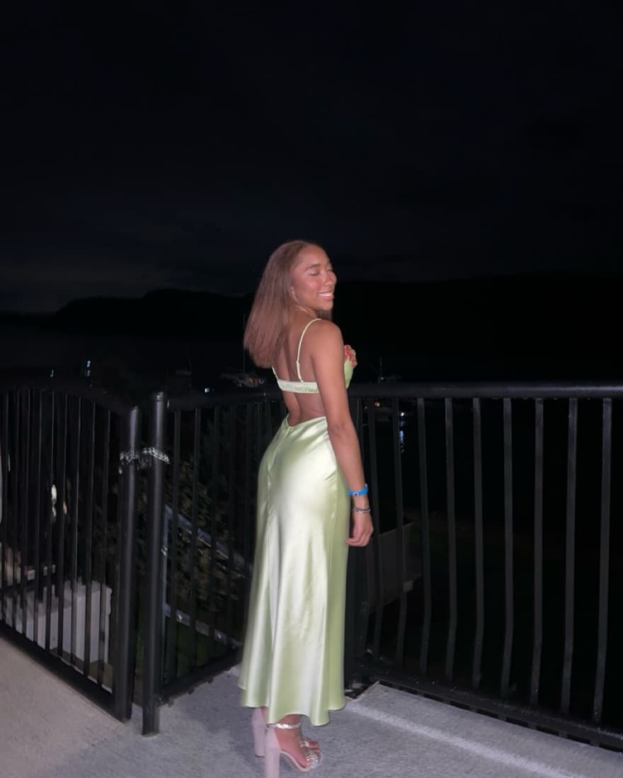 Light Green Satin Dress - Image 2