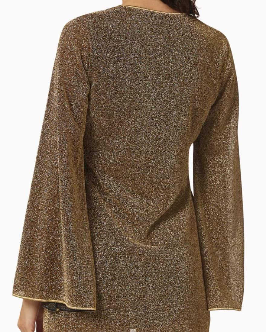 OSEREE Gold Stretch Lurex Mini Dress  - Image 3