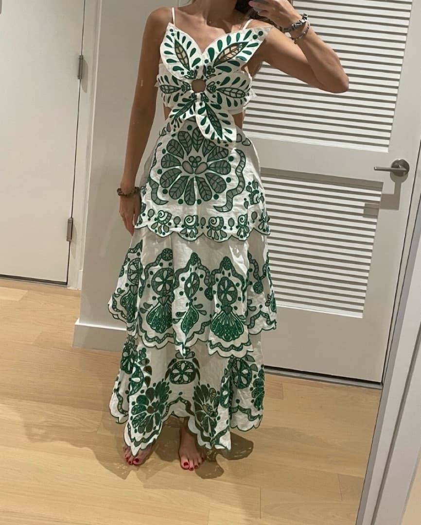 Farm Rio Flower Richelieu Midi Dress - Image 5