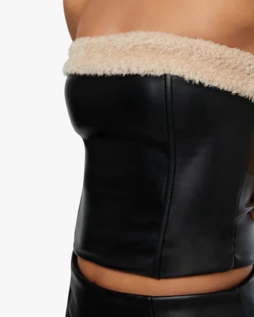 Chic Faux Leather and Faux Fur Mini Dress - Image 5