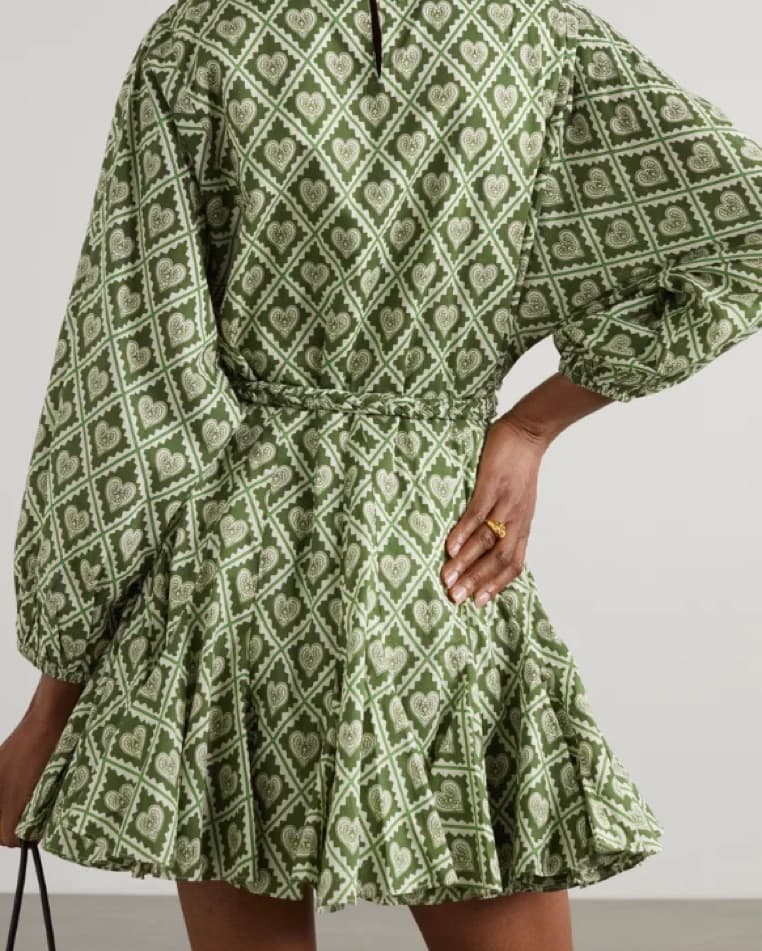 Green Patterned Rhode Mini Dress - Image 2