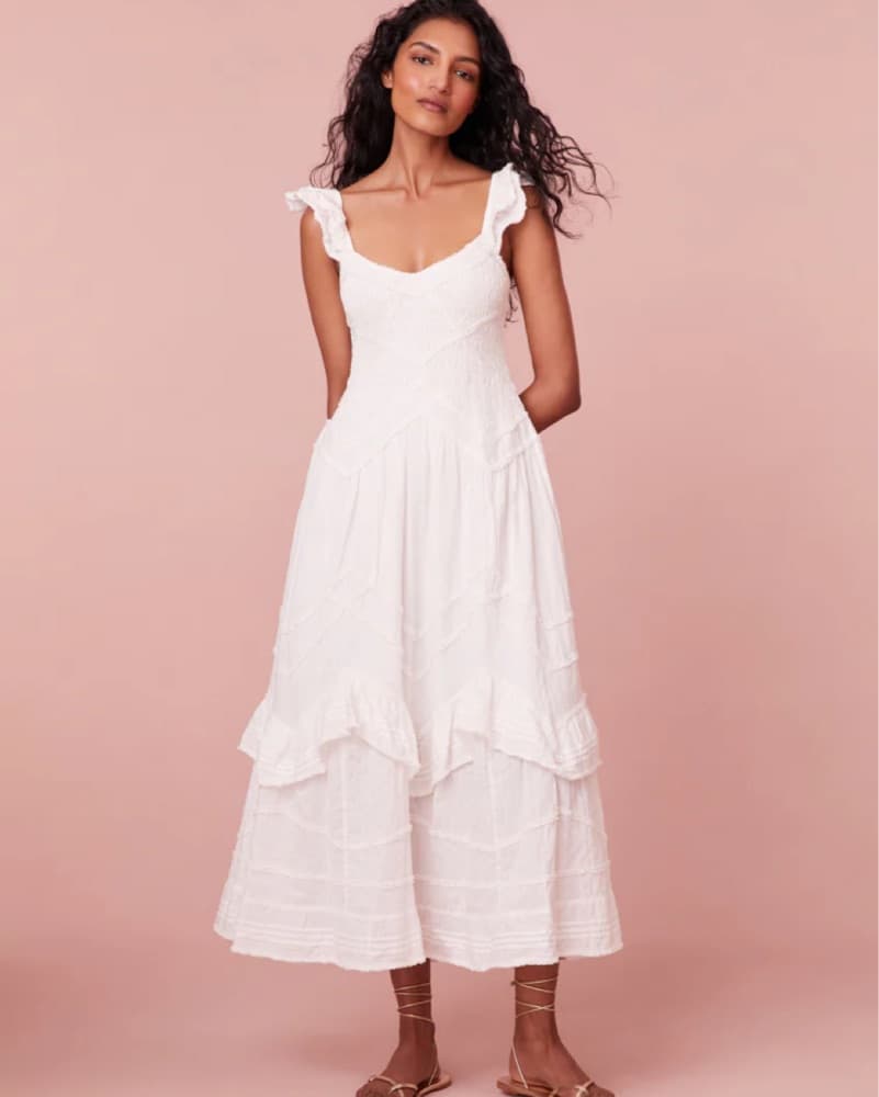 Loveshackfancy Brin White Maxi Dress L - Image 3