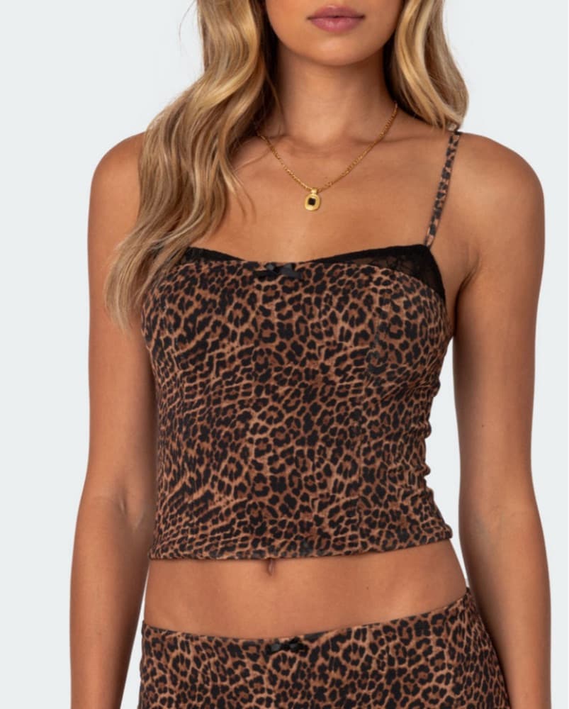 Leopard Print Mesh Bra Top - Image 1