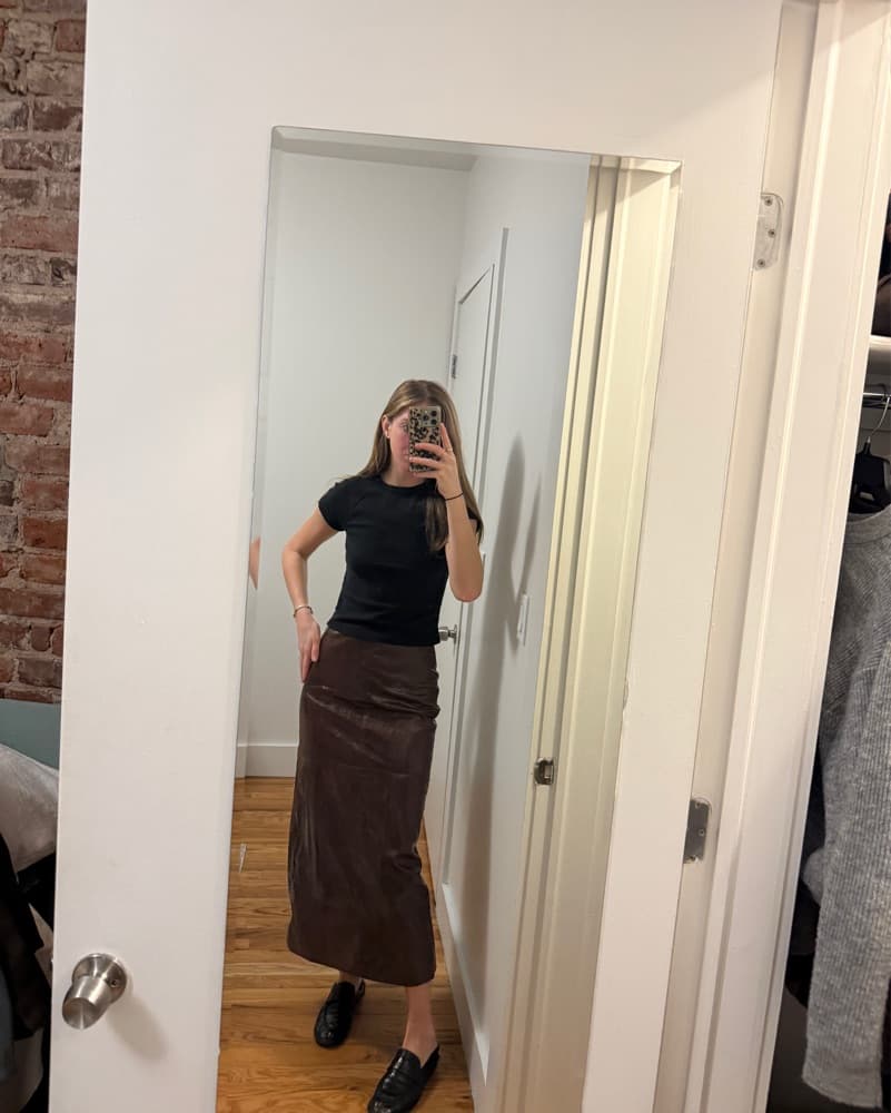 Topshop Leather Maxi Skirt - Image 1