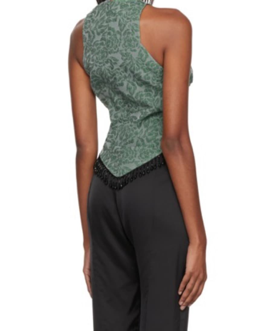Ganni  Jacquard Top w/ Beaded Fringe - Image 3