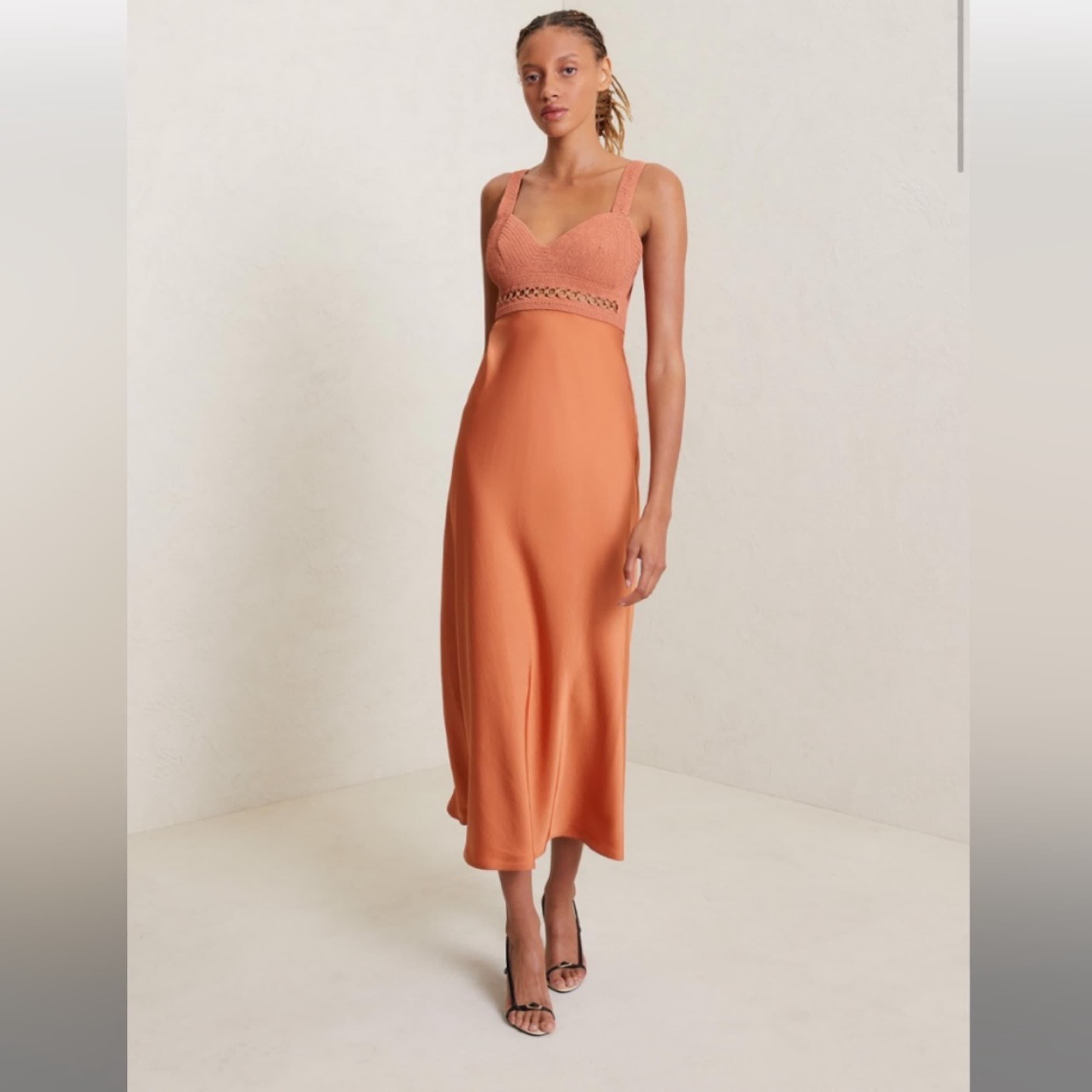 A.L.C. Crochet and Silk Midi Dress - Image 1
