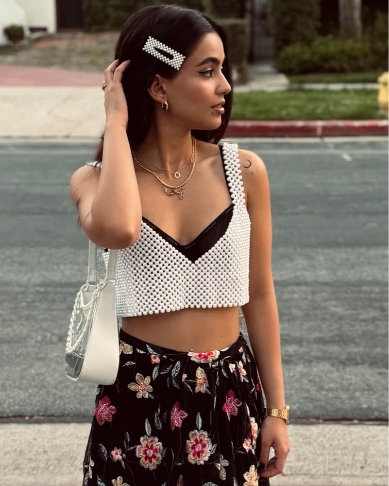 Handmade Pearl Beaded Crop Top - Image 6