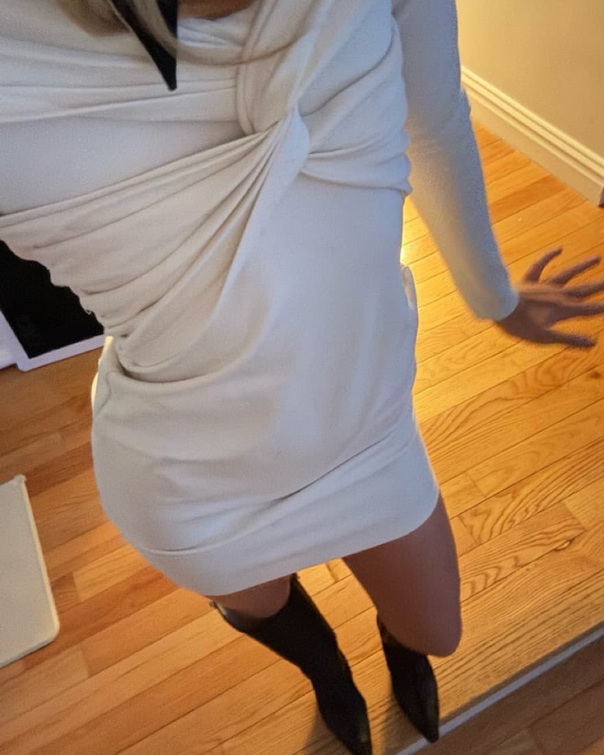 Cream Off The Shoulder Mini Dress  - Image 2