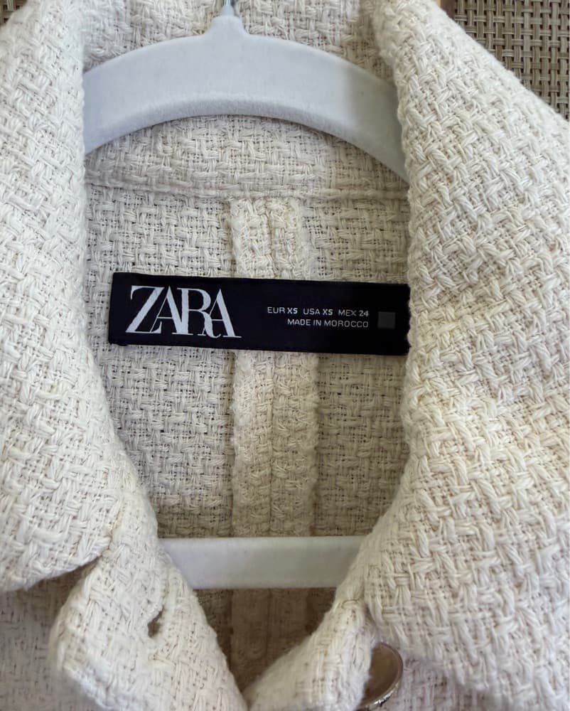 Zara Cream Bouclé Button Cropped Jacket  - Image 3