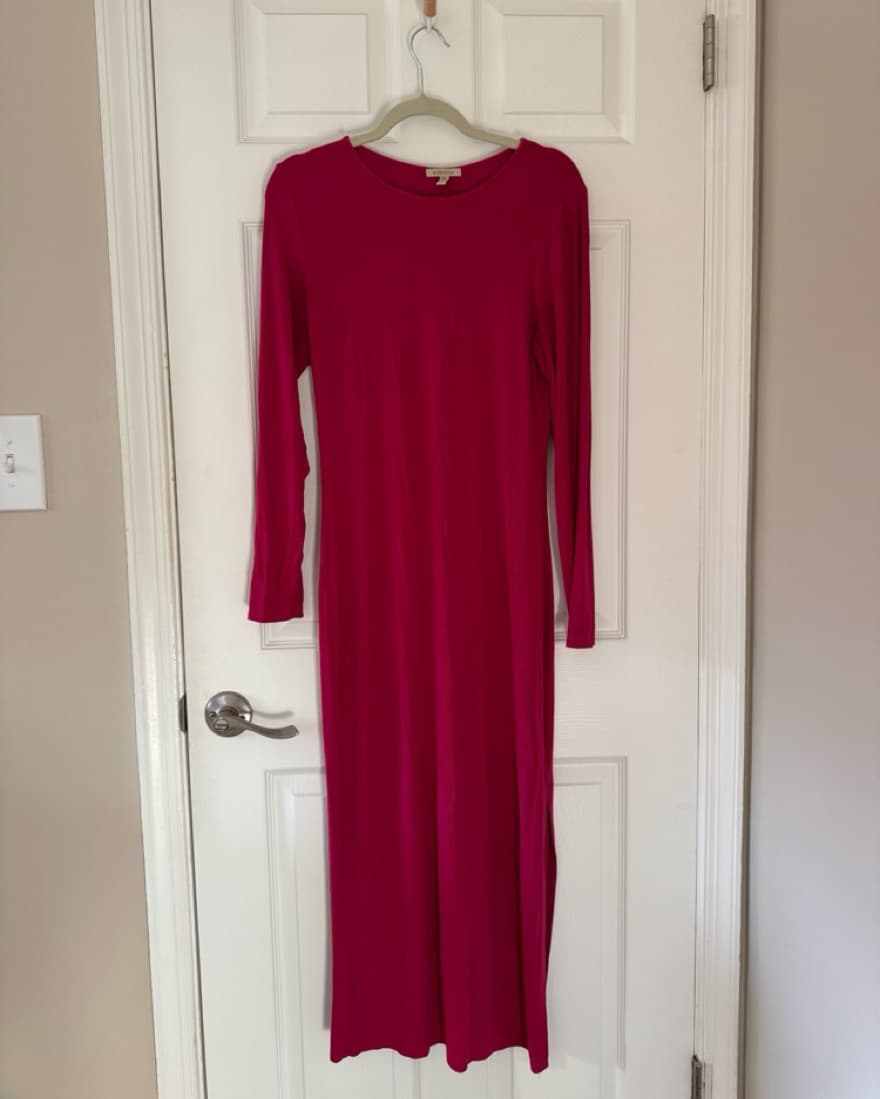 Long Sleeve Pink Ribbed Dress Anthro - Image 3