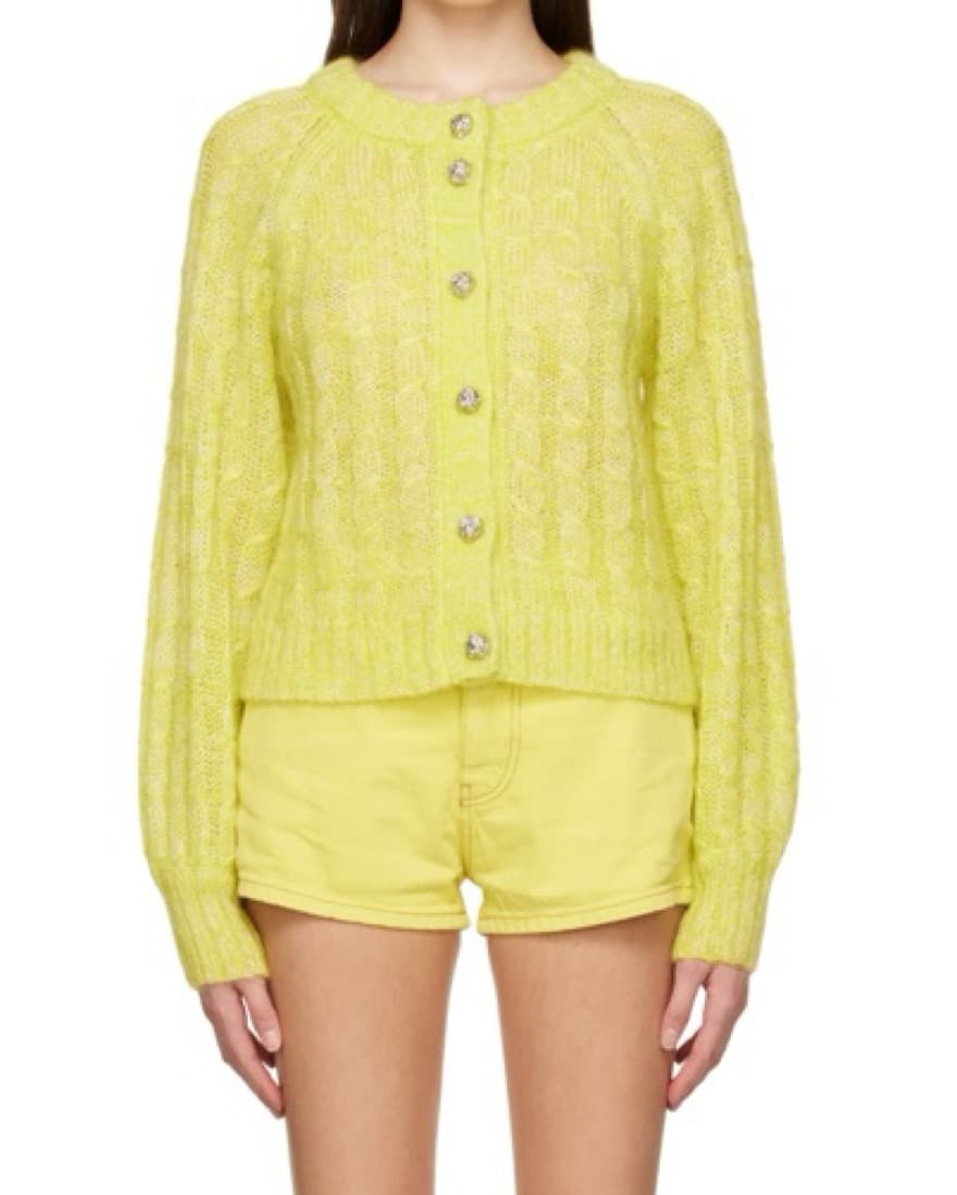 Ganni Green/yellow Mohair Cardigan - Image 1