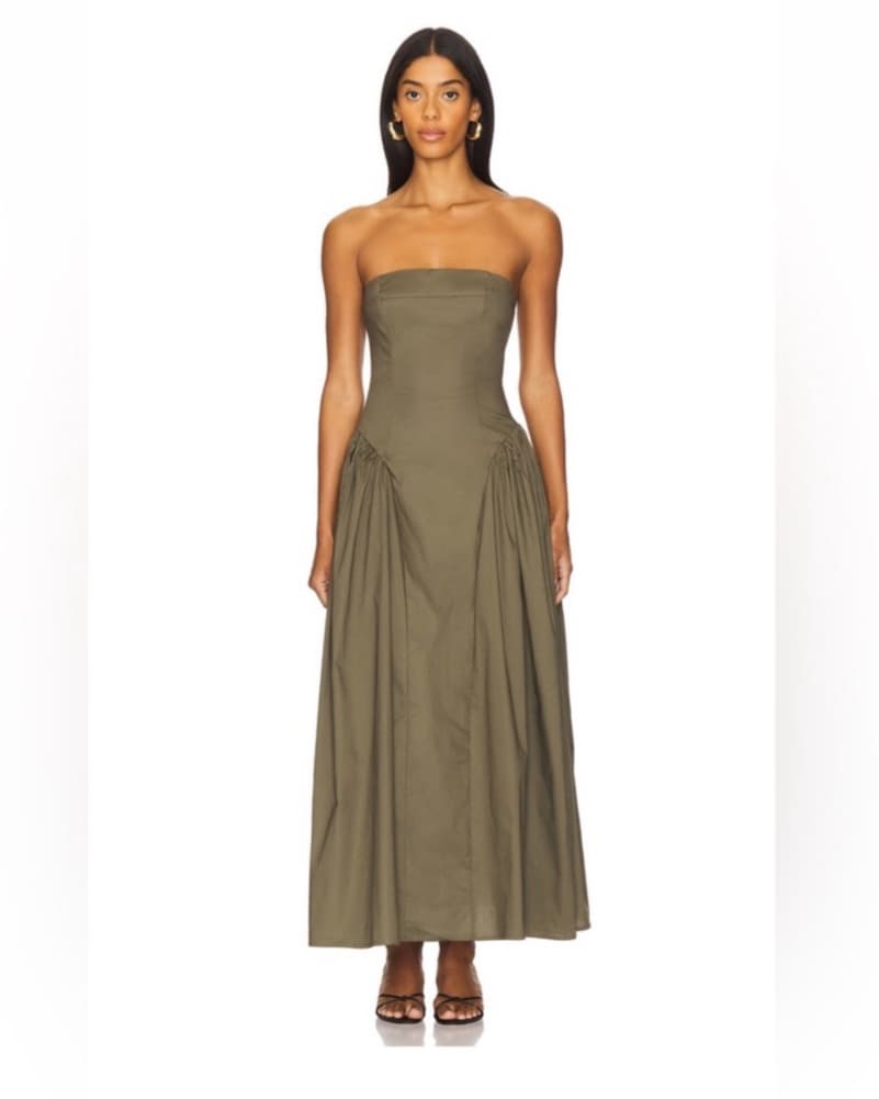 WeWoreWhat Strapless Olive Dress - Image 1