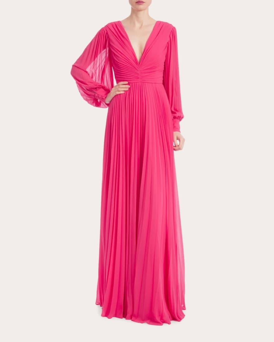 Badgley Mischka Pleated Gown - Image 1