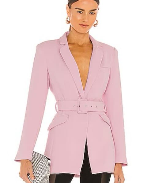 Chic Pink Belted Blazer - Image 1