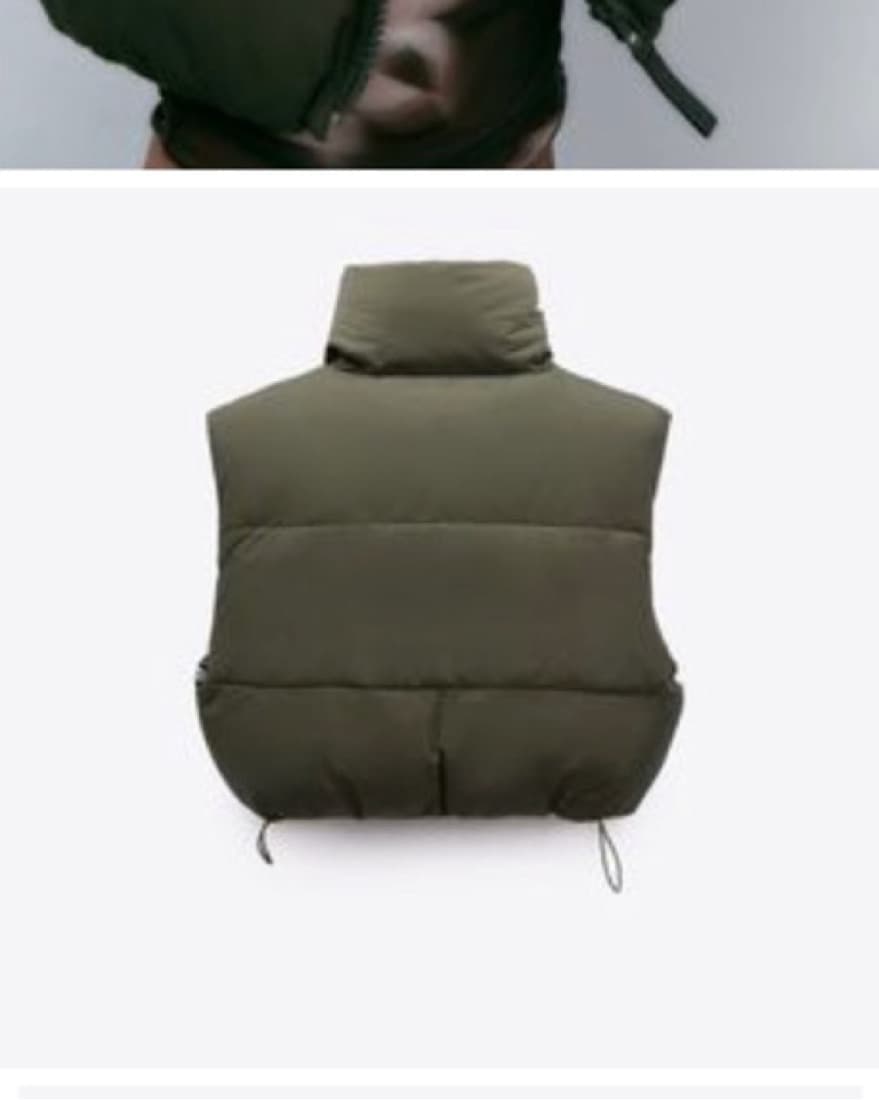 Chic Olive Puffer Reversible Vest - Image 3