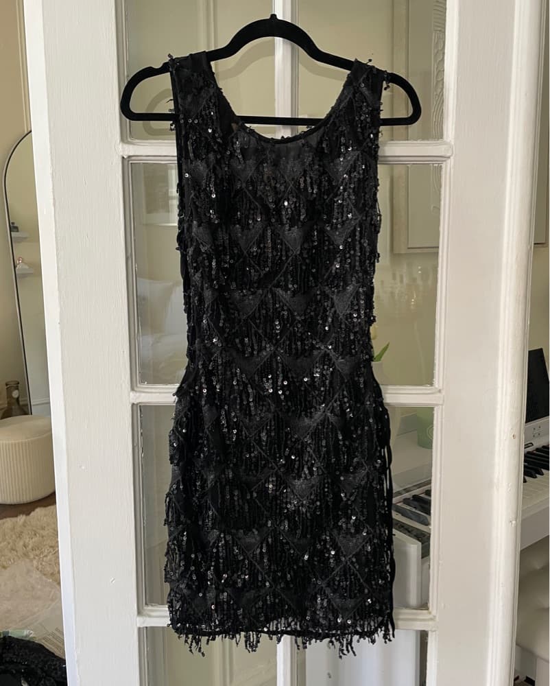 Stunning Black Sequin Mini Dress - Image 1