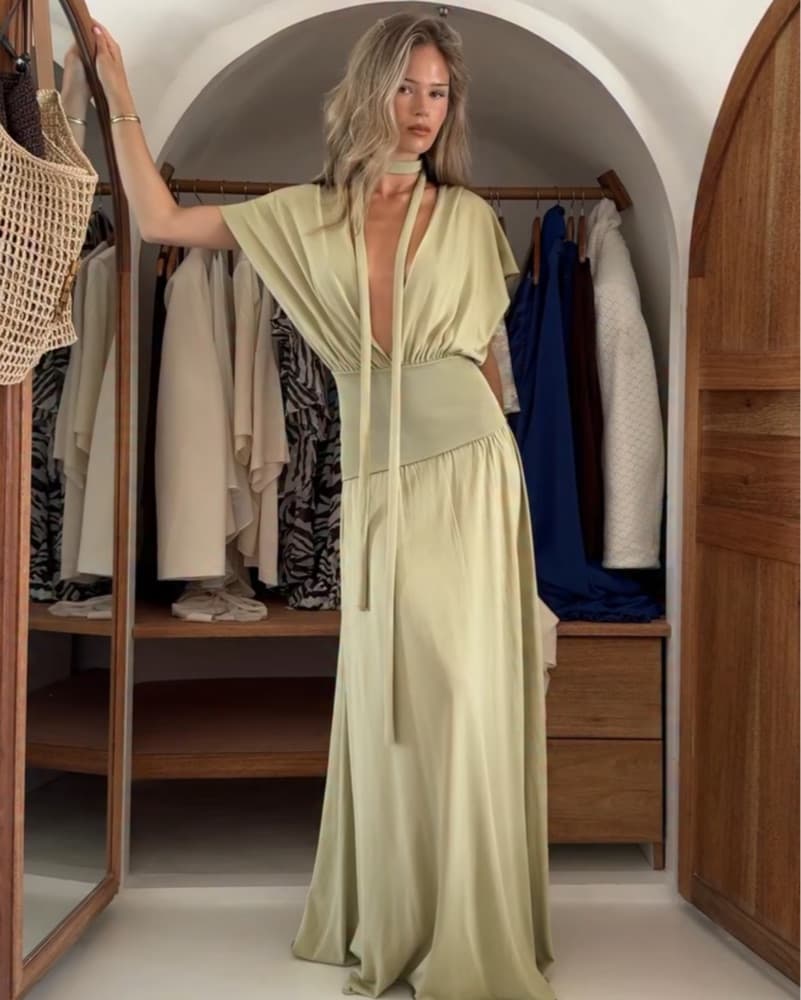 Arakii Green Knitted Maxi Dress - Image 2