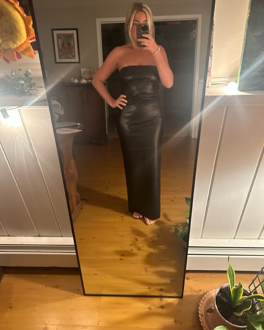 Leather Strapless maxi dress - Image 3